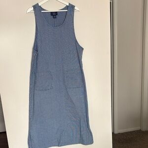 VINTAGE Ty Original Wear Blue and White Striped Denim Dress size 12